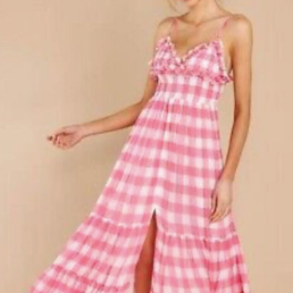 SUNDRESS Catalina Pink Gingham Maxi Dress